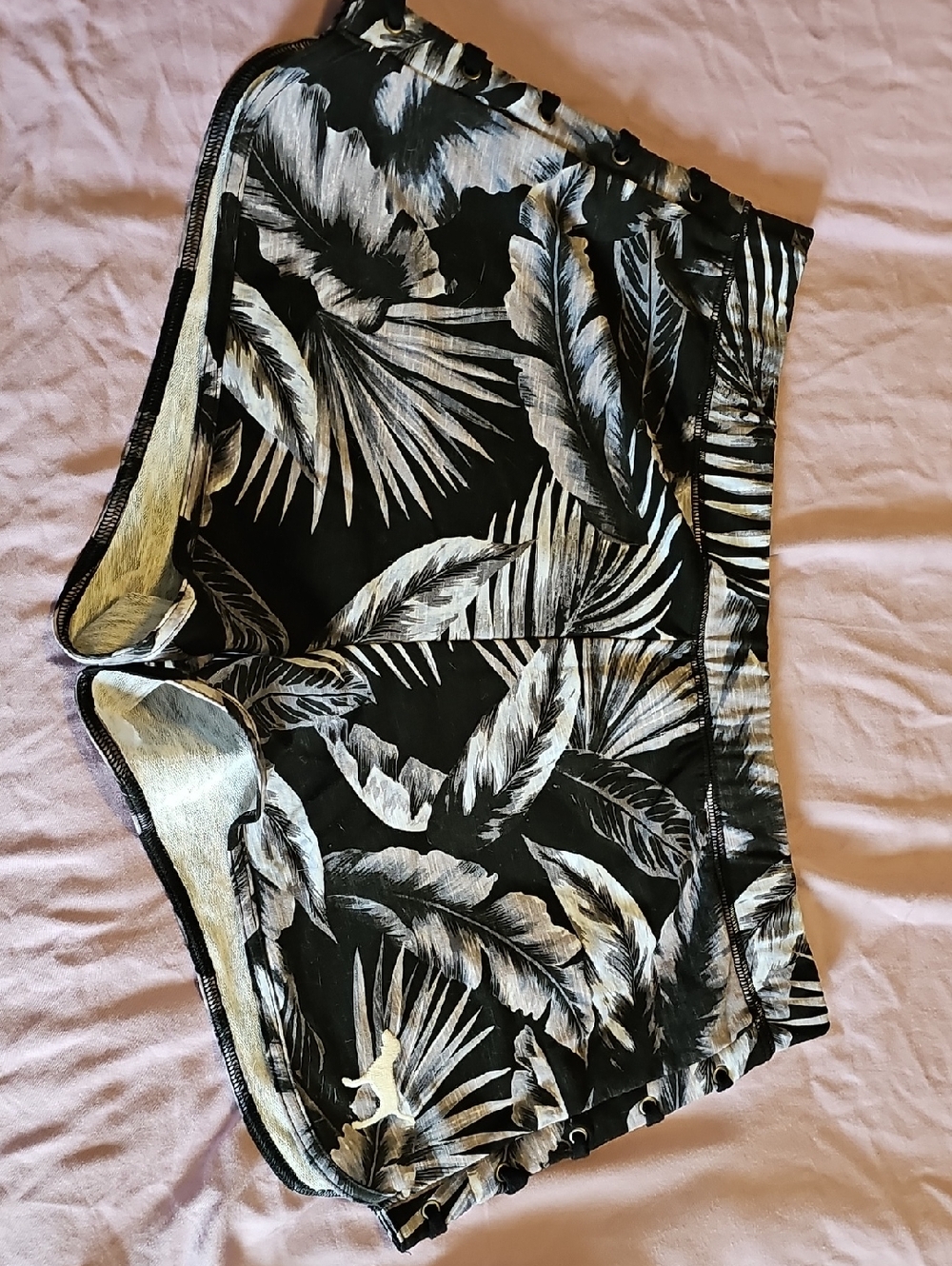 Victoria's Secret Sport Black Tropical Leaf Running Shorts
